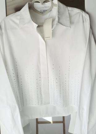 Рубашка белая с кристаллами reserved, укороченная рубашка в виде zara3 фото