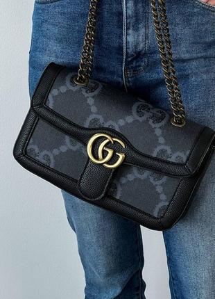 Сумка gucci large marmont brown dark blue