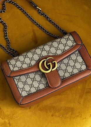 Сумка gucci large marmont brown beige
