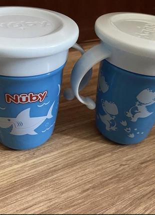 Новый стакан непроливайка nuby с ручками и крышкой чашка 4-12 месяцев2 фото