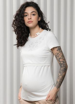 Стильна футболка для вагітних та годуючих з тонкого бавовняного трикотажу1 фото