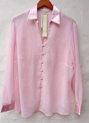 Стильна цікава рожева сорочка блуза батл m&s🌺1 фото