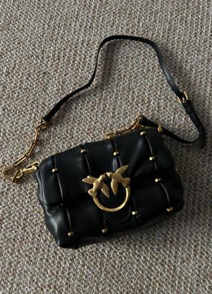 Женская сумка из эко-кожи pinko lady black пинко молодежная, брендовая сумка маленькая через плечо7 фото