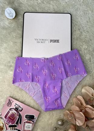 Трусики бесшовные сиреневые с надписями  victoria's secret оригинал виктория сикрет
