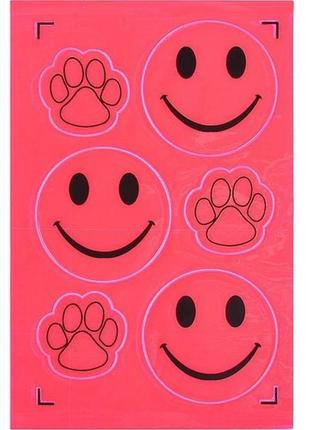 Наклейка светоотражающая "смайл лапа" 132-cit 6 штуки розовый от egorka