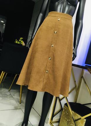 Стильная юбка в рубчик с имитацией пуговиц shein хл