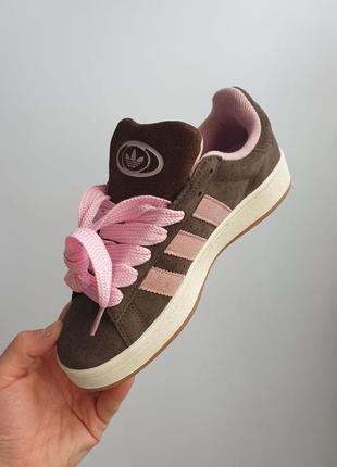 Стильные (женские) кроссовки adidas campus 00s •brown pink• kross арт #3303 фото