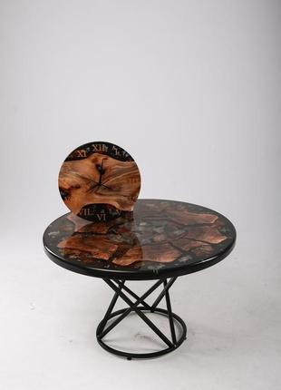 Журнальний стіл з горіха та епоксидної смоли, лофт дизайн9 фото