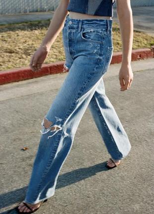 Широкие длинные джинсы от zara woman, 34, 36, 40р, оригинал2 фото