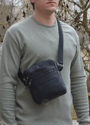 Чоловіча сумка з натуральної шкіри через плече детройт (detroit)5 фото