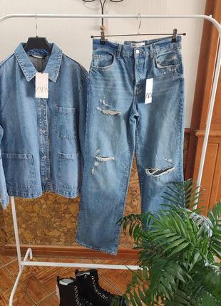 Широкие длинные джинсы от zara woman, 34, 36, 40р, оригинал8 фото