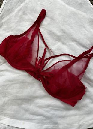 Шикарный кружево сітка сексуальный бюстгальтер бра красный яркий женский ракушка1 фото