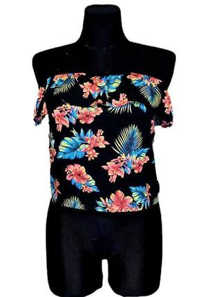 Блуза топ со спущенными плечами primark цветы этикетка1 фото