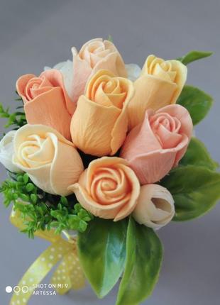 Мило - букет кремово-жовтих троянд3 фото