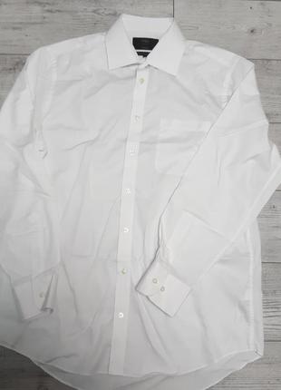 Рубашка мужска белая длинный рукав р 48 бренд "marks&spencer"1 фото