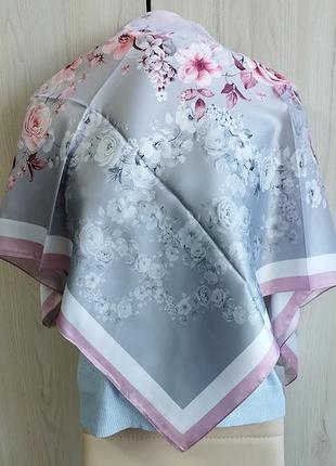 Роскошные платки, платки, с цветами, шелковистые, весна лето, итальянский атлас,...