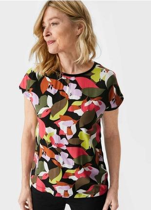 Брендовая качественная блуза футболка c&a германия вискоза цветы этикетка2 фото