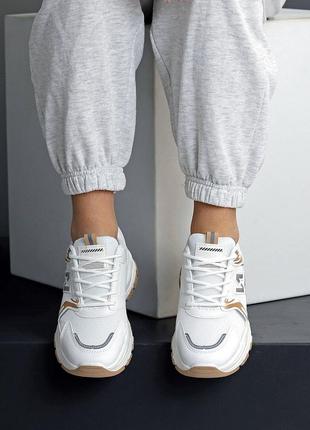 Кросівки "cream", білий/карамель, екошкіра/ текстиль6 фото