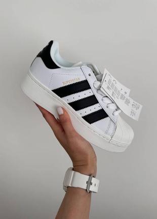 Женские кроссовки adidas superstar 2w white / black premium