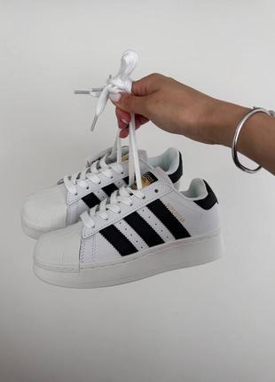 Женские кроссовки adidas superstar 2w white / black premium6 фото