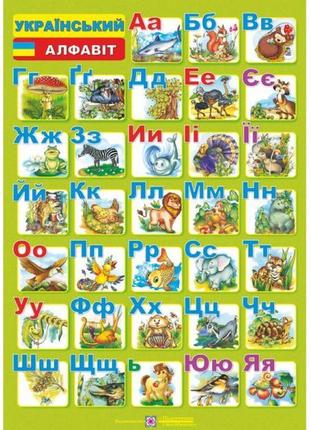 Плакат шкільний підручники і посібники українська абетка друковані літери (ф.а2)