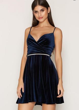 Оксамитова сукня, синє бархатне плаття miss selfridge, р. 38