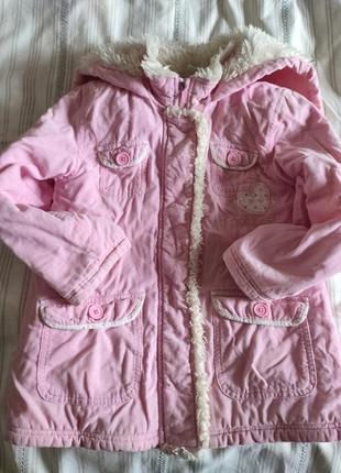 Вельветовая куртка на девочку 5-6 лет розовая утепленная4 фото