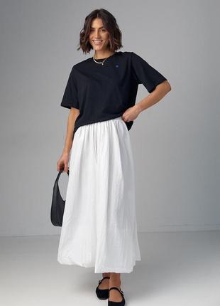 Длинная юбка а-силуэта с резинкой на талии - белый цвет, s (есть размеры)3 фото