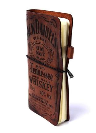 Коричневий шкіряний блокнот-класик "jack daniels, бренді детальніше: https://vlasovskinstudio.com.ua/3 фото