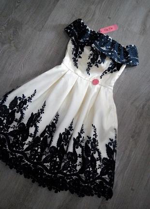 Брендова кремова ажурна сукня-міді 👗відкриті плечі6 фото