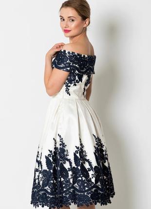 Брендова кремова ажурна сукня-міді 👗відкриті плечі4 фото