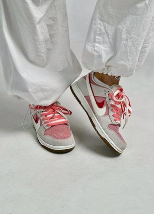 Nike sb dunk low se 85 double swoosh pink rabbit5 фото