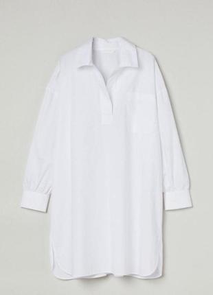 Белое оверсайс платье-рубашка с карманами хl-xxl
