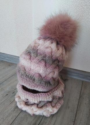 Шапка шапочка зимняя комплект 4-6 лет