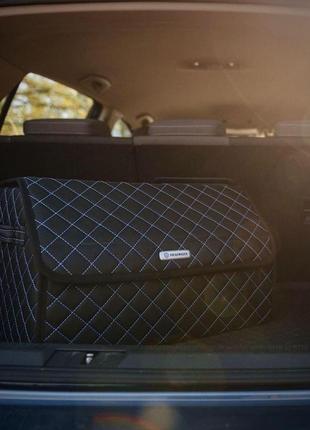 Органайзер в багажник авто honda від carbag чорний з білою ниткою та чорним кантом5 фото
