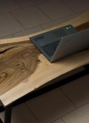 Журнальный \ кофейный столик из ореха в стиле live edge. стол со слэба в стиле loft3 фото