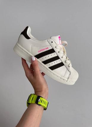 Кроссовки adidas superstar cream / black / pink premium1 фото