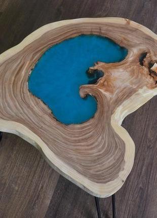 Кофейный стол река с эпоксидной смолой в стиле лофт. стол со слэба4 фото