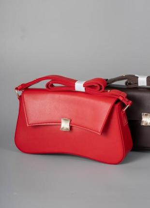 Жіноча сумка червона сумка червоний клатч багет сумка сумочка1 фото
