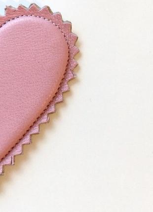 Валентинка кожаное сердце, розовое сердечко, объемная мягкая валентинка, пудровое сердце из кожи2 фото