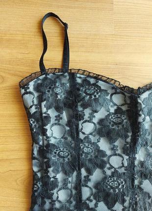 Мереживна сукня на бретелях nick coleman, чорне гіпюрове вечірнє плаття міді, р. 10-122 фото