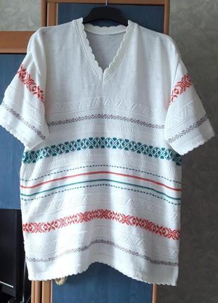 Тонкая ажурная кофточка из трикотажа машинной вязки, 54?-56-58?