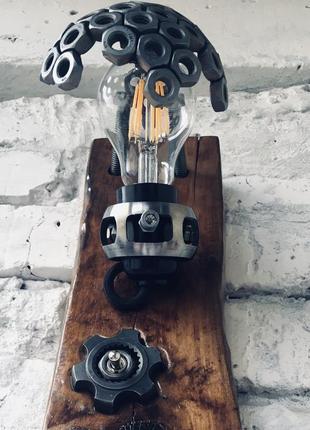 Уникальная настенная лампа nutlamp в стиле steampunk3 фото
