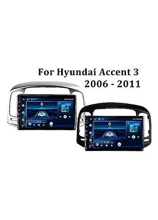 Магнітола android hyundai accent 2006-2011, 4/64, 8 ядер, carplay, слот під сім-картку + рамка!