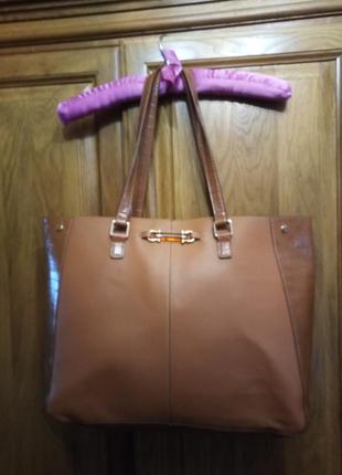 3 дня!брендовая качественная модная сумка шоппер рыже коричневая2 фото