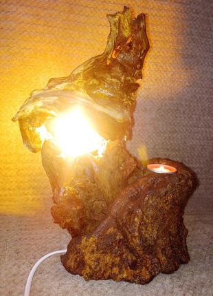 Ночной светильник и подсвечник из старой древесины "мадам".4 фото