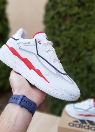 Чоловічі кросівки | adidas niteball ii | білі/червоні | шкіра, :439 фото