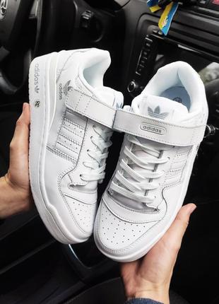 Женские кроссовки adidas forum 84 white белые из натуральной кожи1 фото