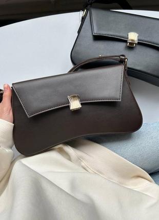 Женская сумка коричневая сумка коричневый клатч багет сумка сумочка
