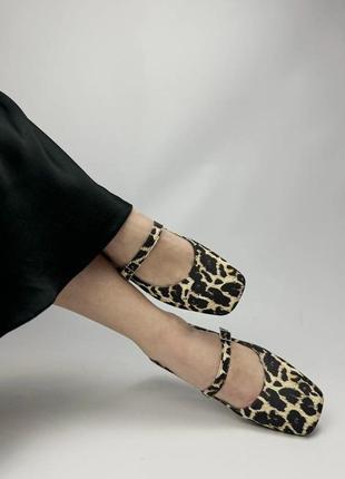 Балетки туфлі шкіряні леопард